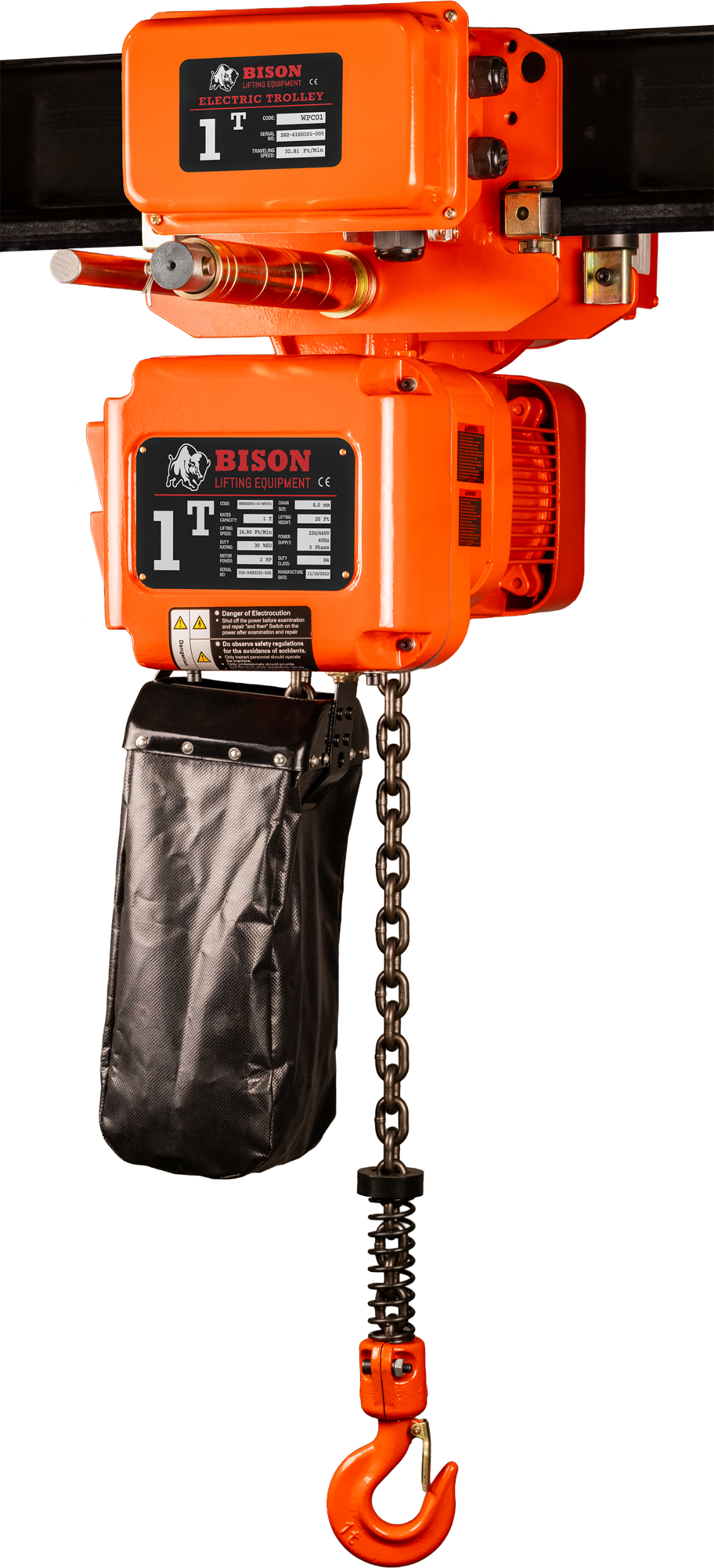 Picture of 1 Ton Three Phase Hoist + Trolley  - Dual Speed