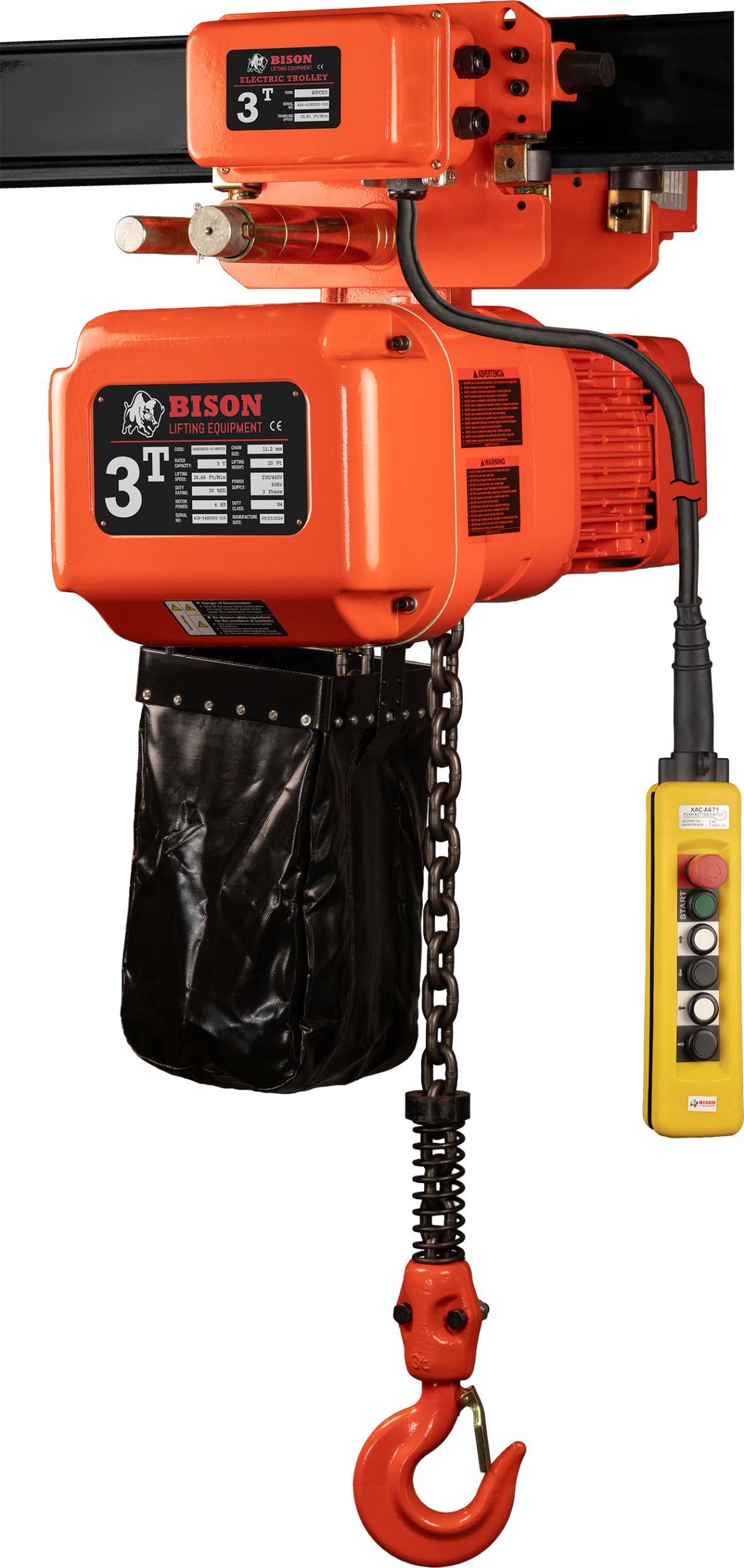 Picture of 3 Ton Three Phase Hoist + Trolley 