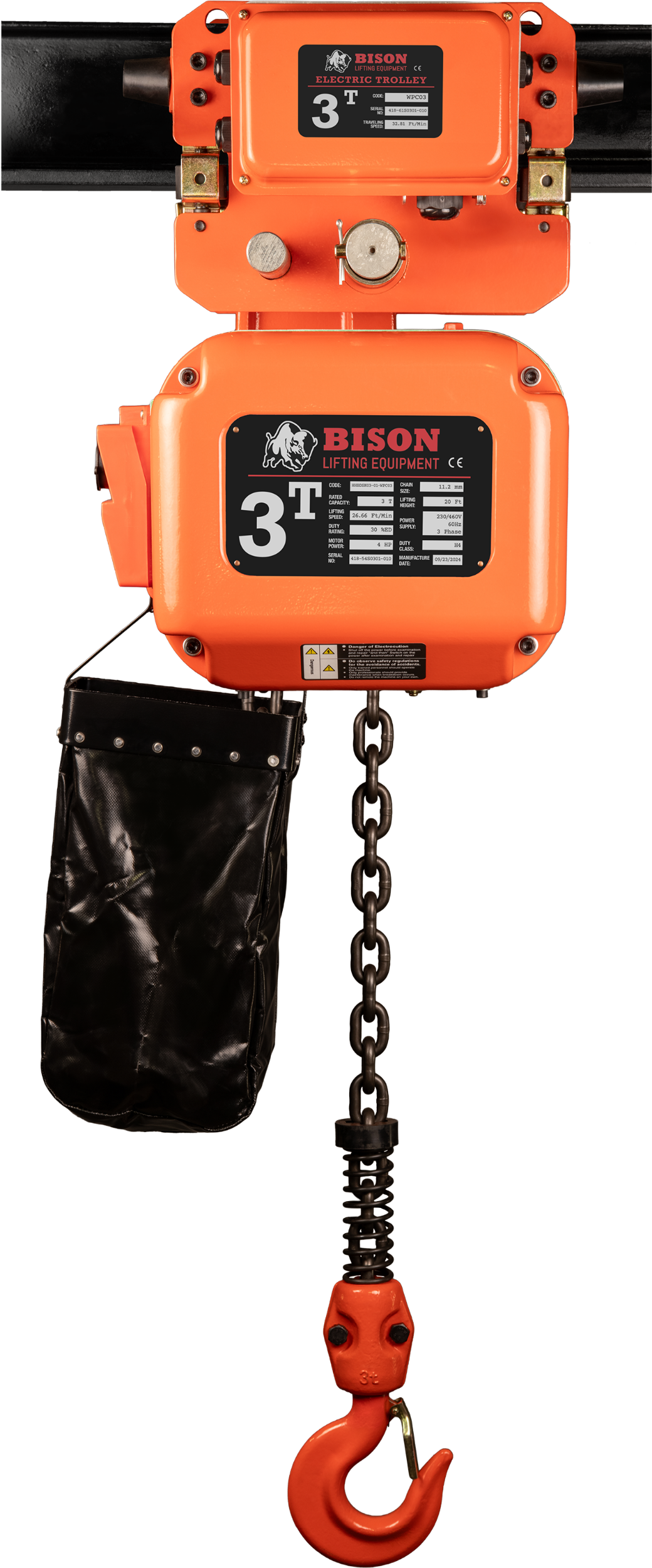 Picture of 3 Ton Three Phase Hoist + Trolley 
