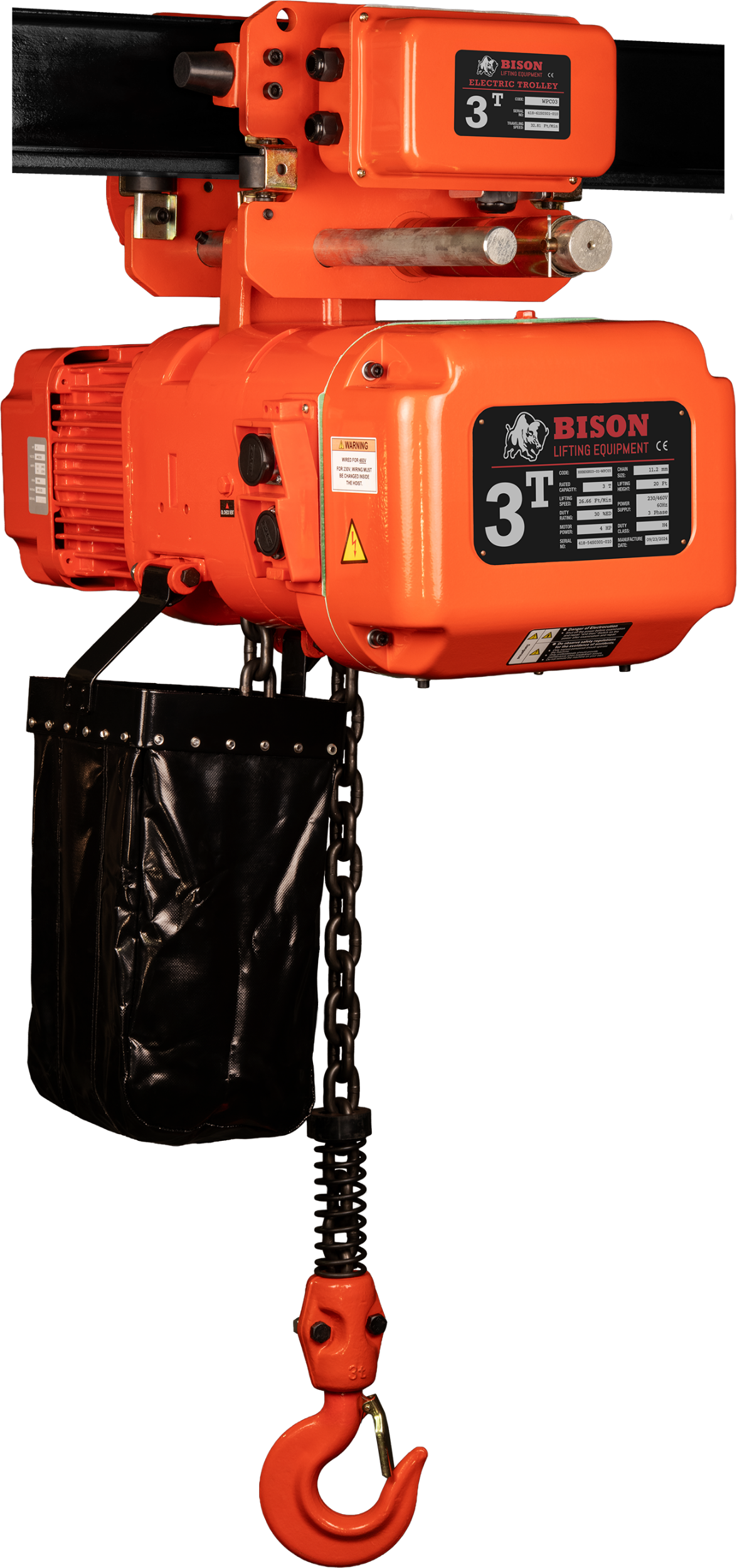 Picture of 3 Ton Three Phase Hoist + Trolley 