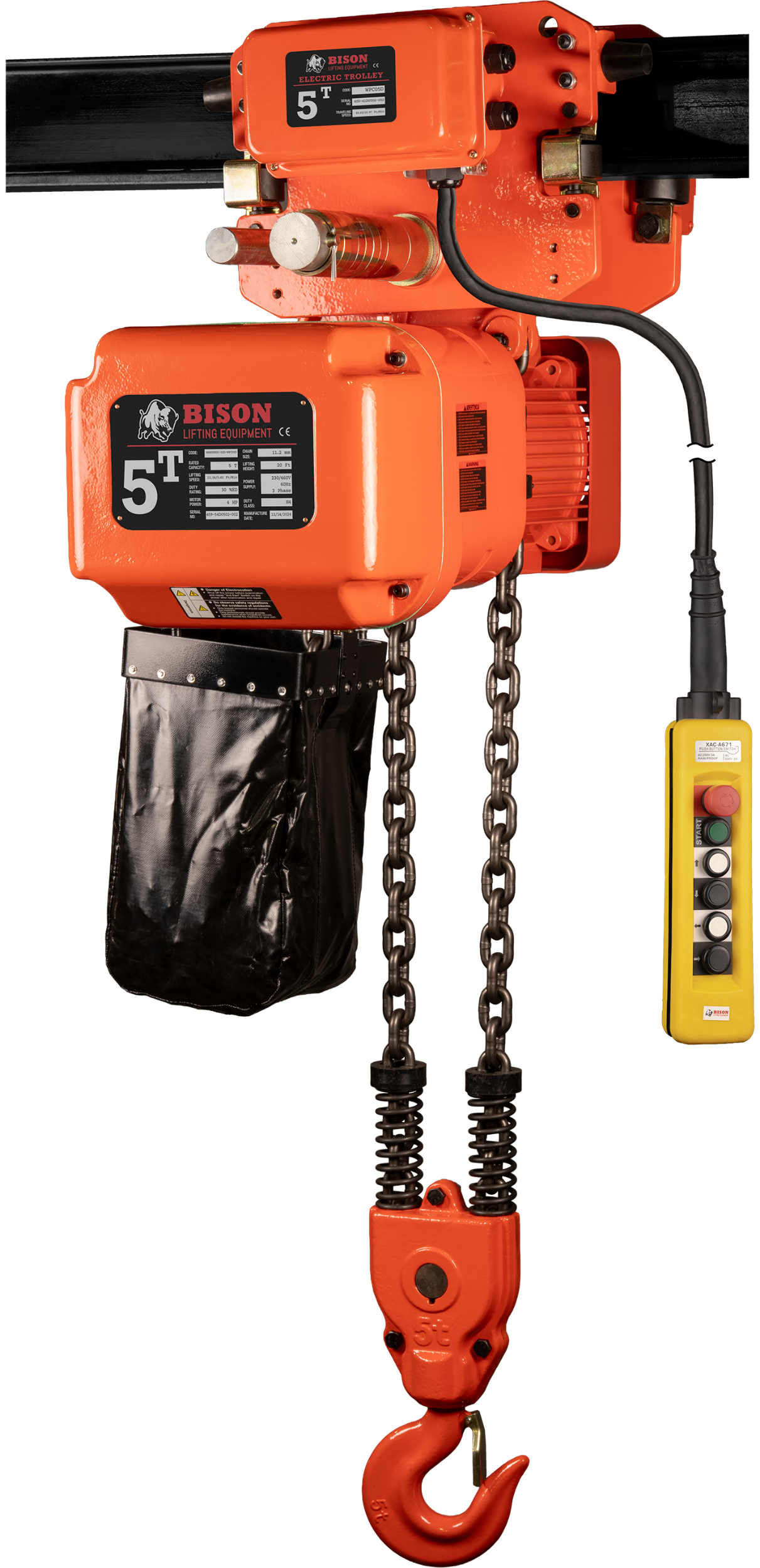 Picture of 5 Ton Three Phase Hoist + Trolley - Dual Speed