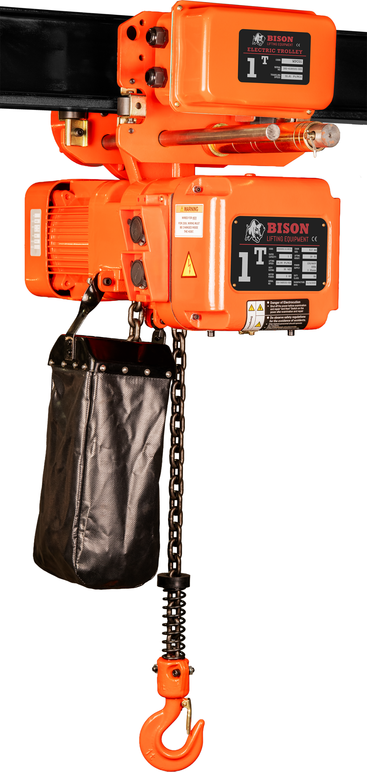 Picture of 1 Ton Three Phase Hoist + Trolley  - Dual Speed